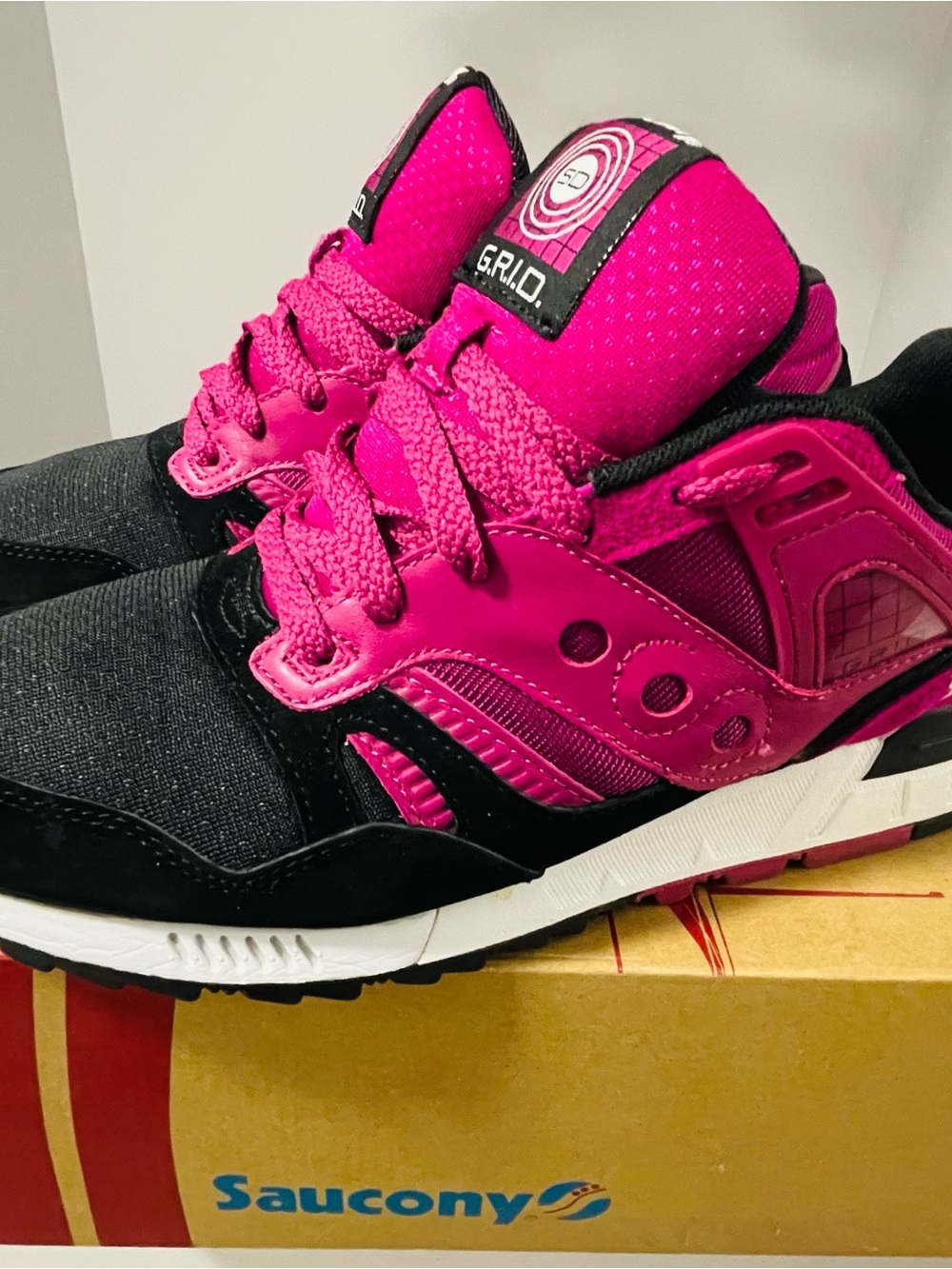 Saucony Black and Hot Pink GRID Runner Sneakers